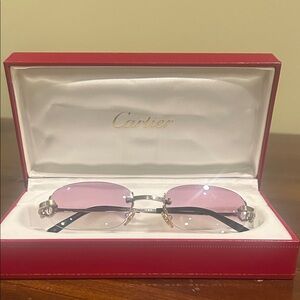 Cartier Silver and Black Rimless Glasses